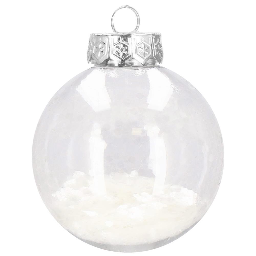 Set globuri de Craciun Inedit, 30 bucati, 7cm, transparente si alb [4]