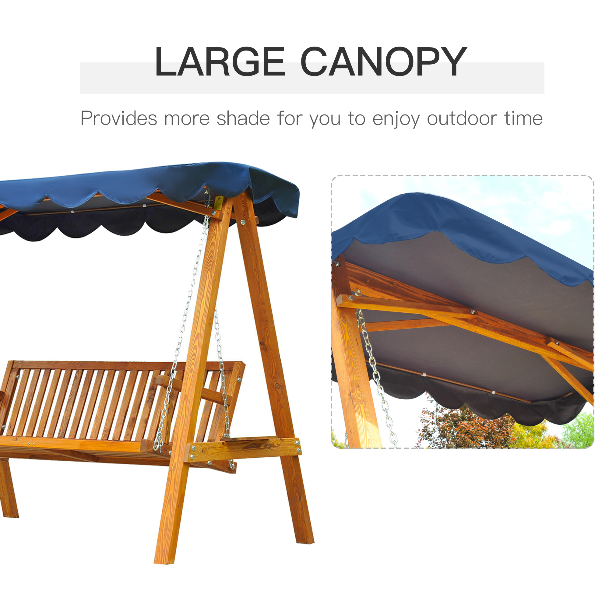  leagan de gradina cu 3 locuri, lemn, 200x130x185 cm [4]