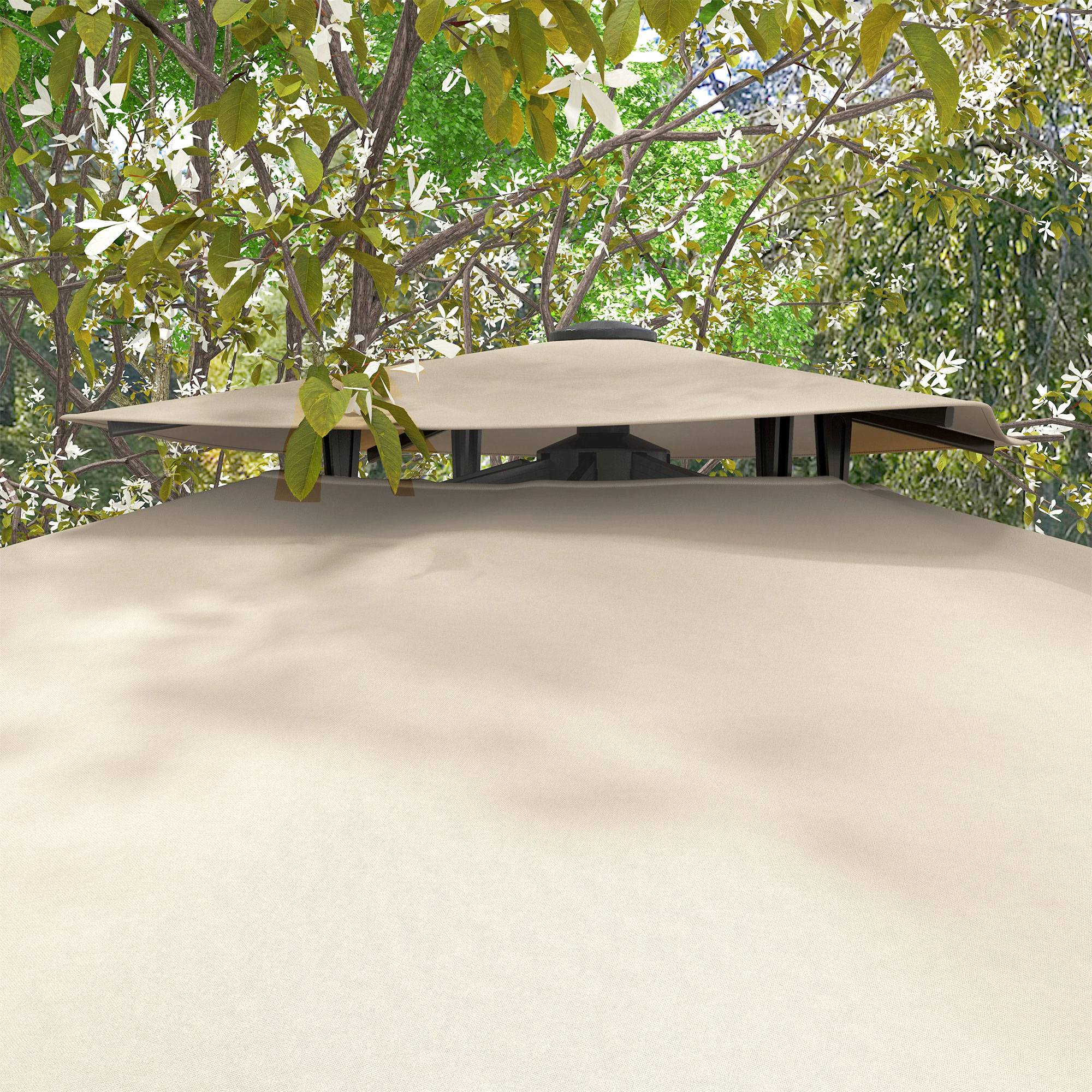  Umbrela de gradina cu brat, 3x3 m, inclinabila in 6 pozitii, din aluminiu si poliester, culoare kaki [7]