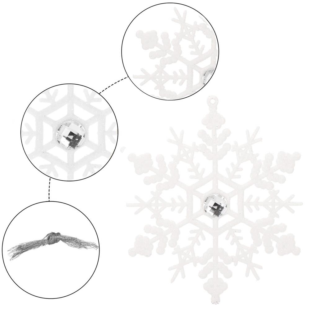 Decoratiune brad fulg de zapada cu cristal, set 2 bucati, 12cm, alb [3]