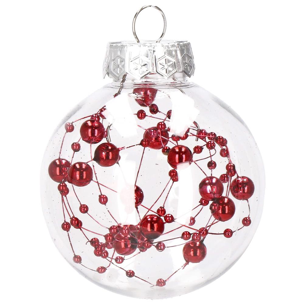 Set globuri de Craciun Inedit, 30 bucati, 7cm, transparente si rosu [4]