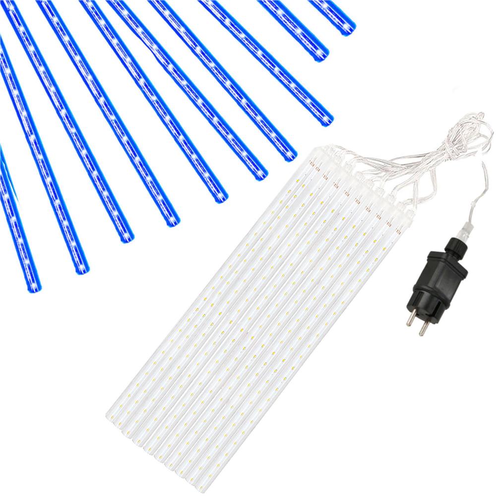 Instalatie de Craciun, 10 tuburi, 50cm, 480 LED, ploaie de meteoriti, albastru [4]