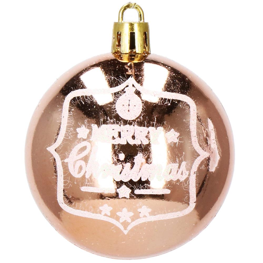 Set globuri de Craciun cu modele de sarbatori, 24 bucati, 6cm, rose [3]