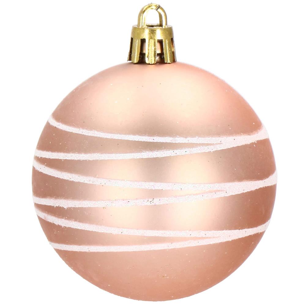 Set globuri de Craciun cu modele de sarbatori, 30 bucati, 6cm, roz si auriu [5]
