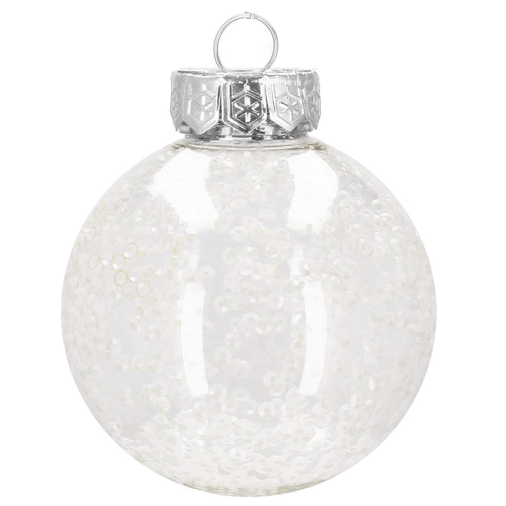 Set globuri de Craciun Inedit, 30 bucati, 7cm, transparente si alb [5]