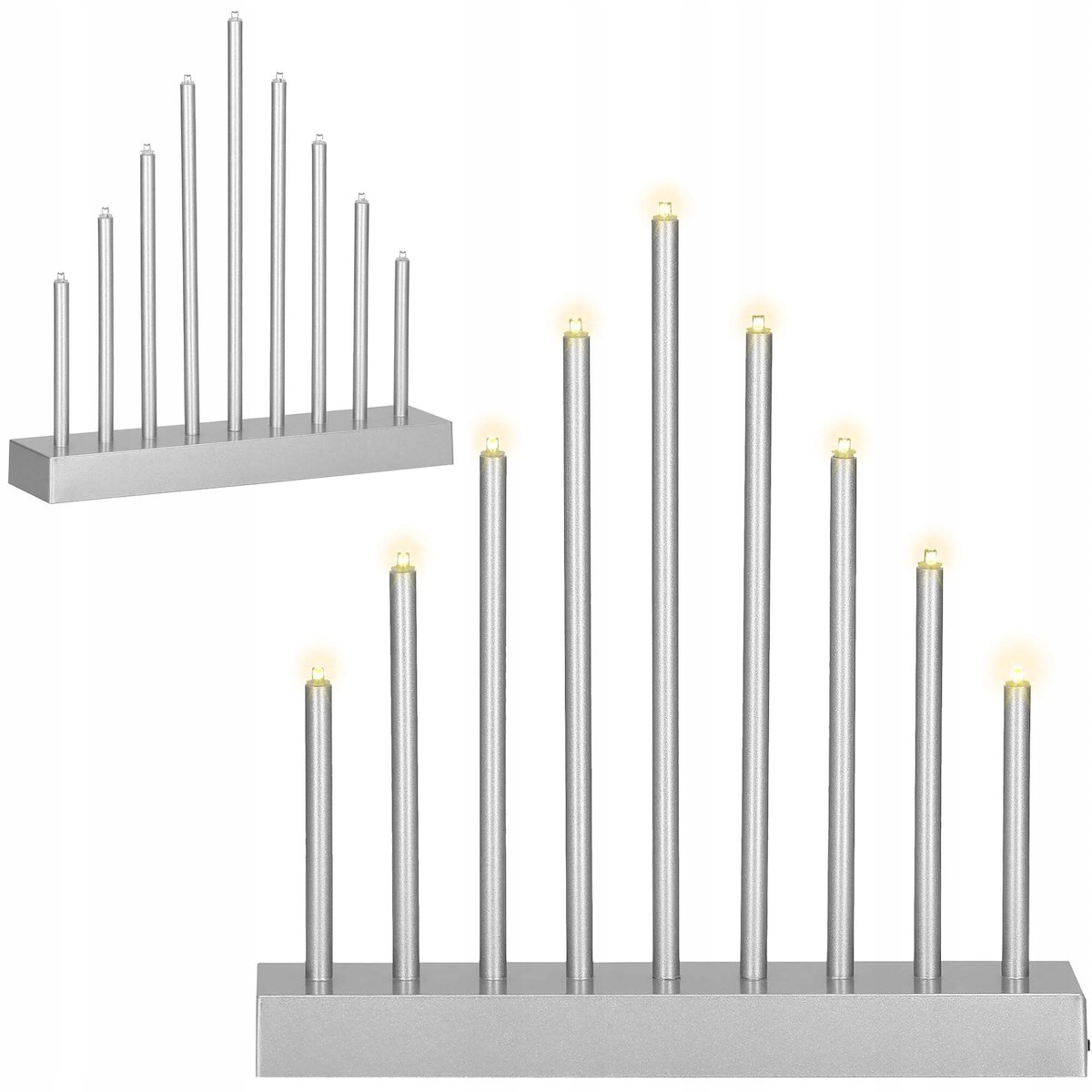 Lumanari decorative de Craciun, 9 becuri tip LED, culoare argintiu [7]