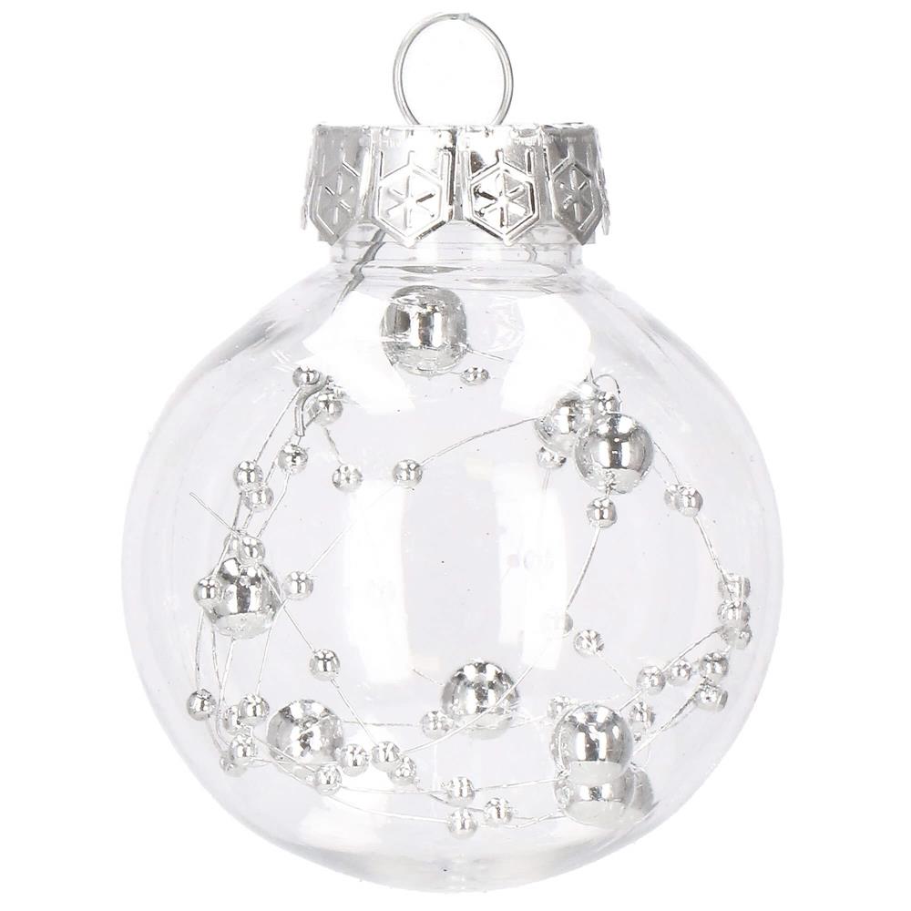 Set globuri de Craciun Inedit, 30 bucati, 6cm, transparente si argintiu [6]