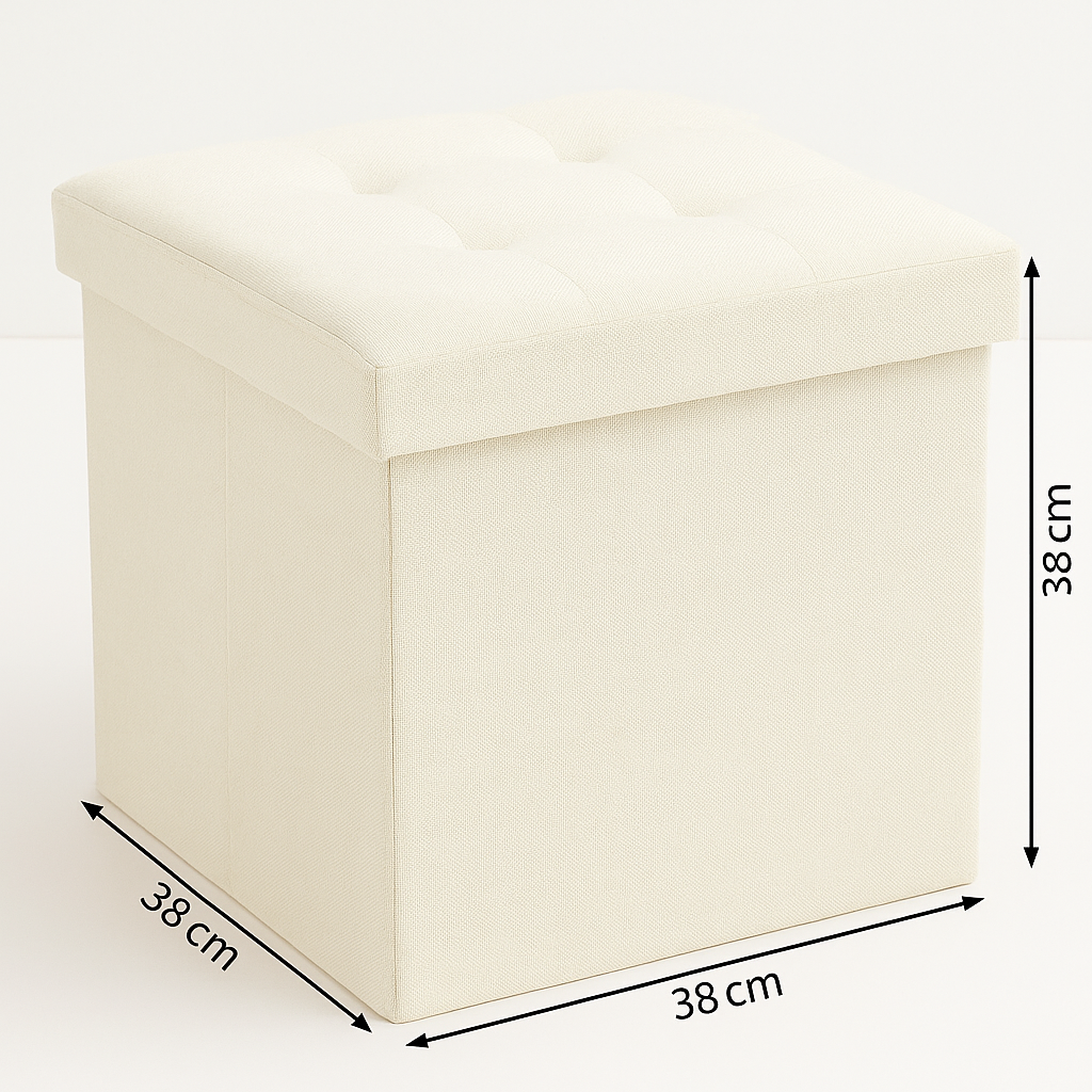 Taburet pliabil Atmosphera Lysandre cu spatiu de depozitare, 38x38x38 cm, bej [6]