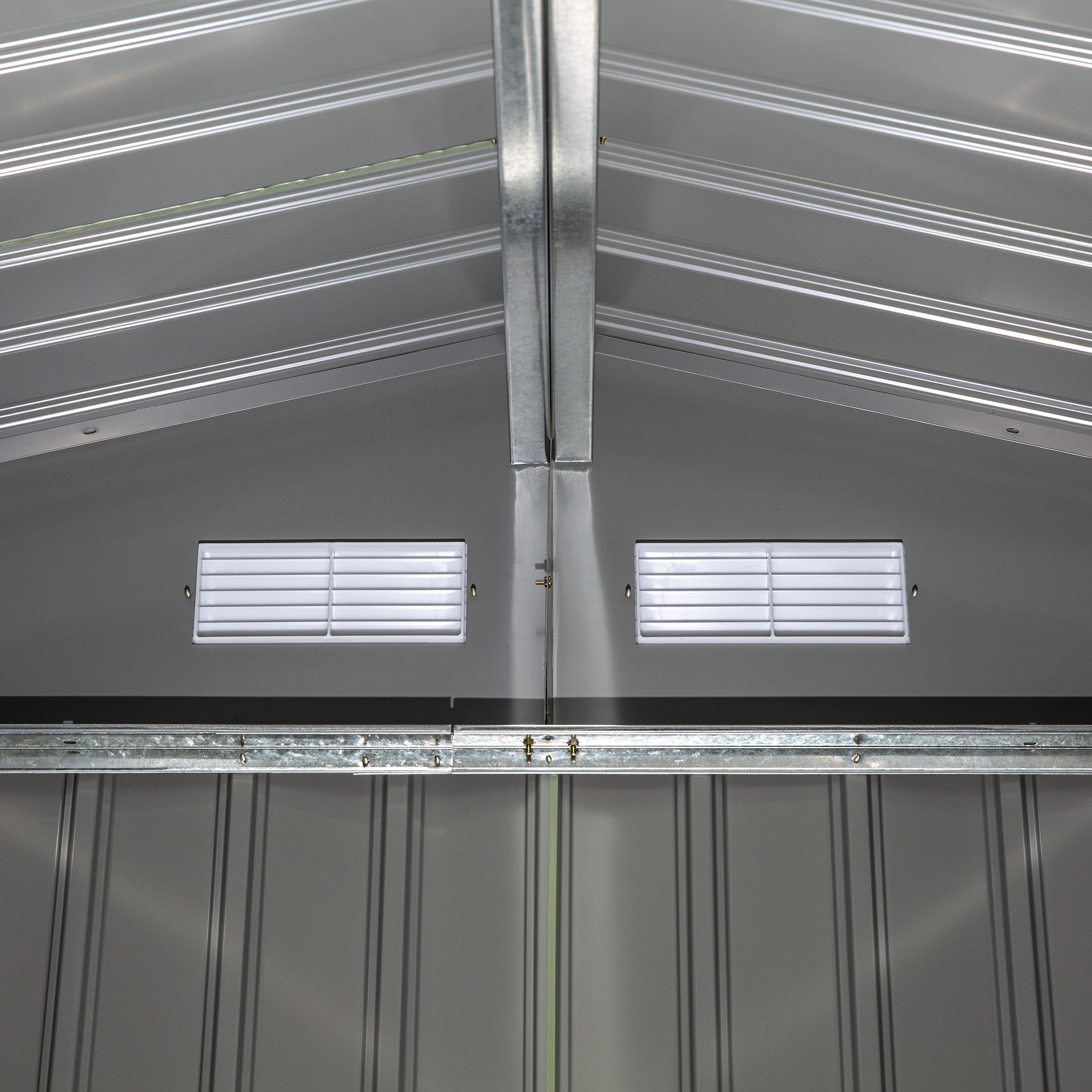  Magazie de gradina 277 x 195 x 192cm cu usi glisante duble, 4 orificii de aerisire, din otel durabil, verde [8]