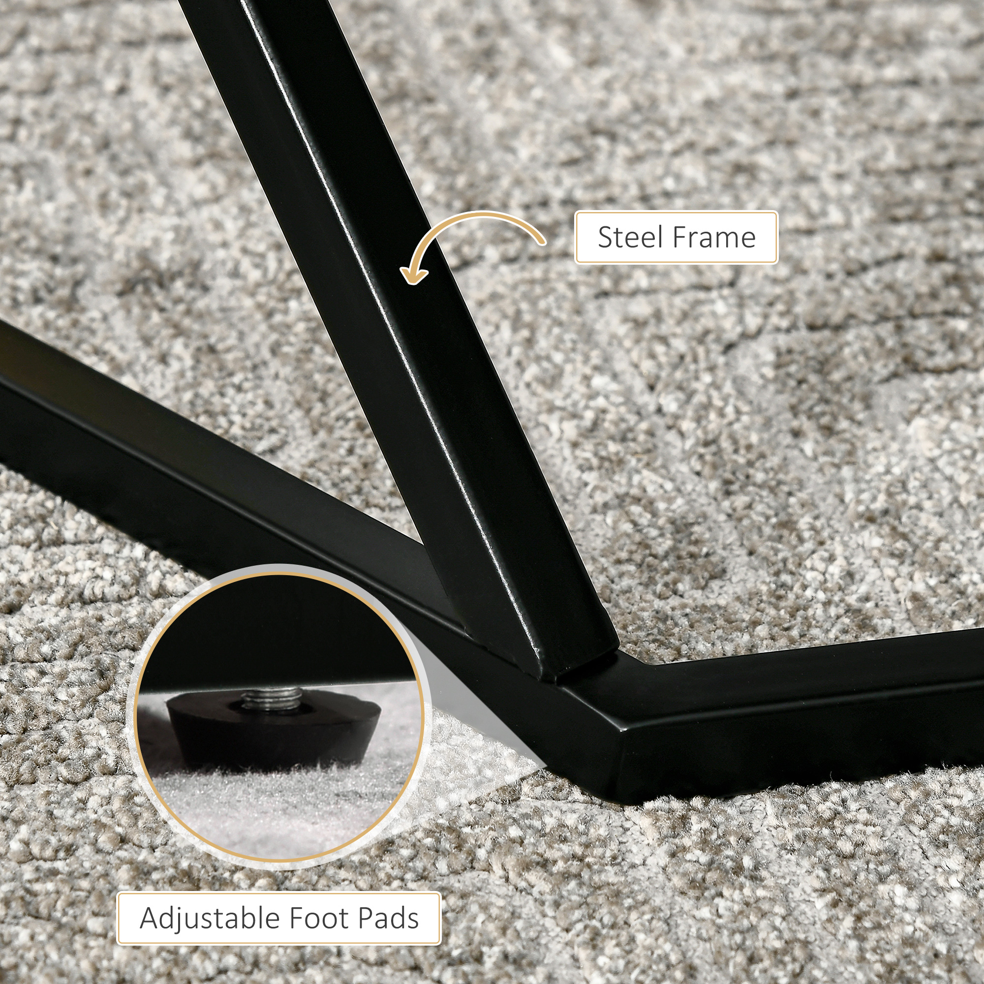  Masuta de cafea moderna cu blat din imitatie de marmura si structura din MDF si otel, 81x70x51,2 cm, negru [5]