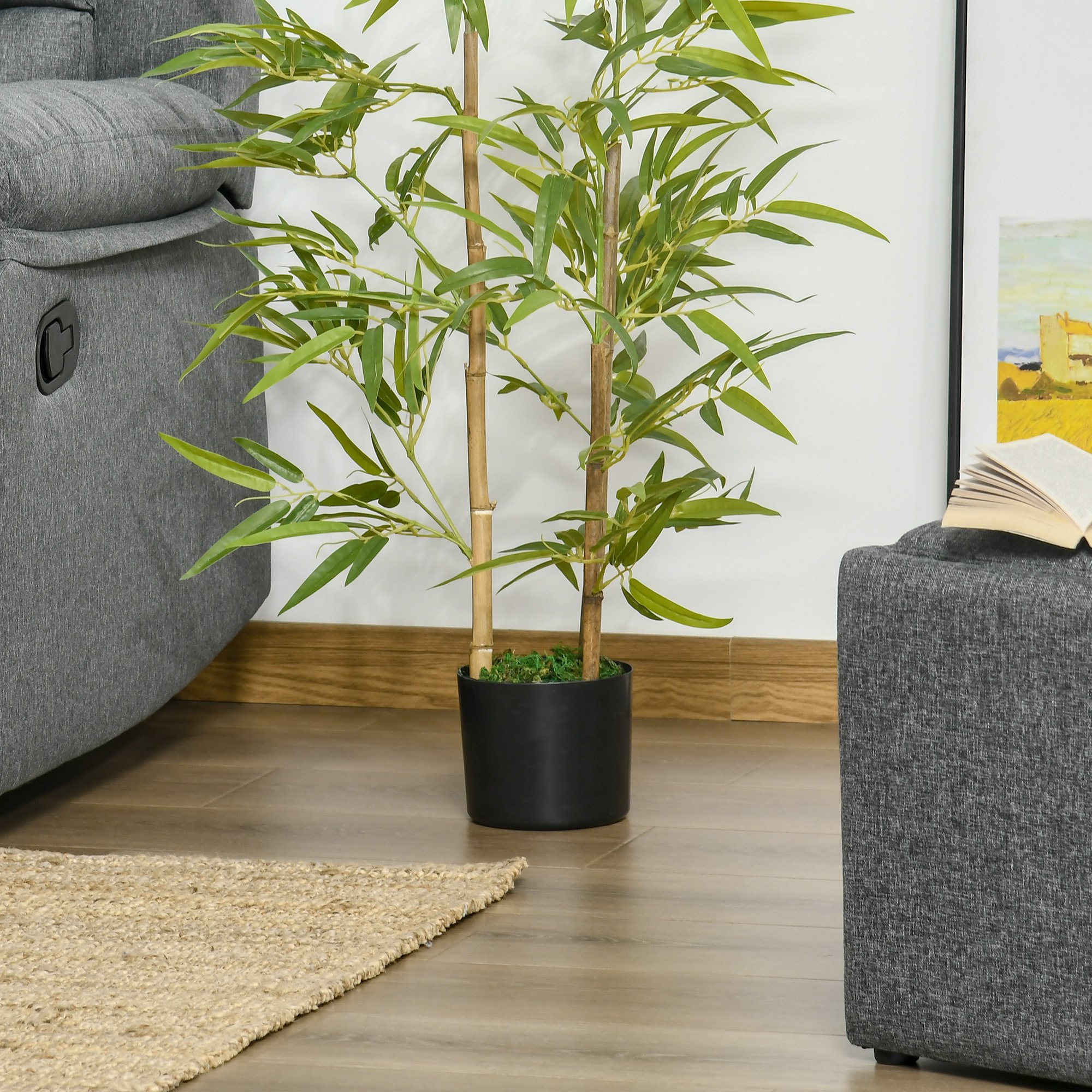  Planta Bambus Artificial Inaltime 120 cm cu Ghiveci pentru Interior si Exterior -Verde [7]