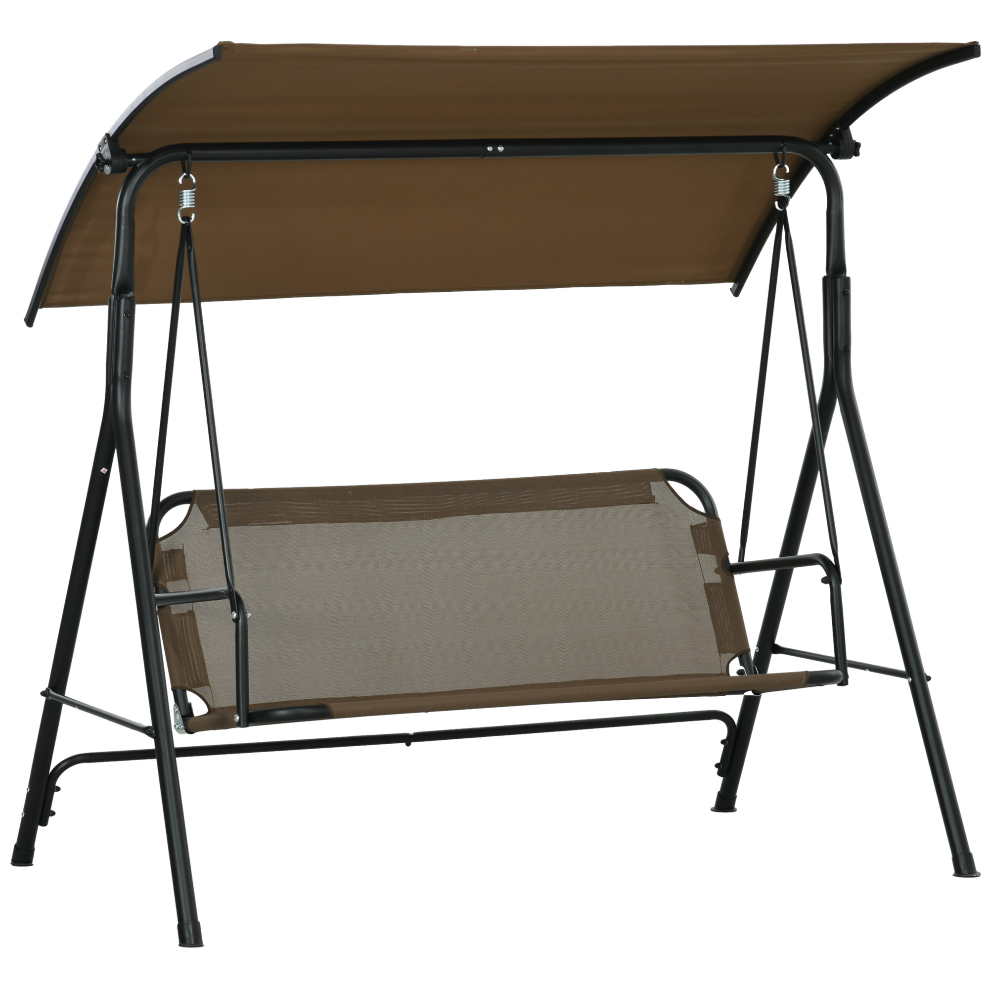 Gradina & balcon -  Balansoar de Gradina cu 3 Locuri si Parasolar Reglabil, 172x110x153 cm, Maro