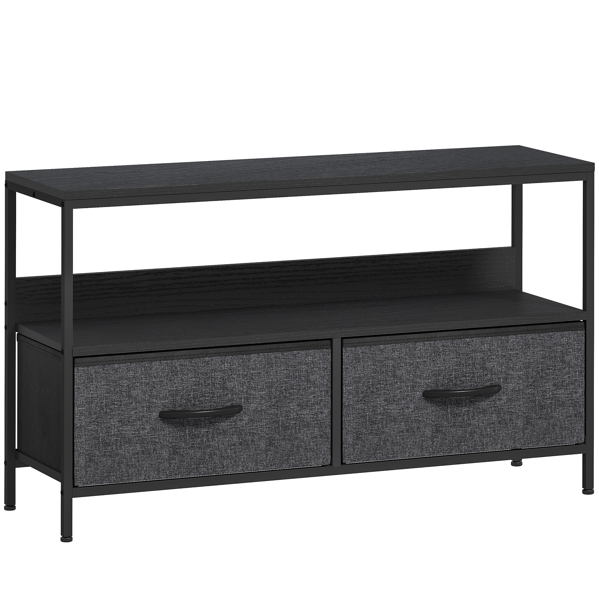  Mobilier pentru Televizor de 47" cu Sertare Pliabile din Material Textil si Raft, 98x29x56 cm, Negru [0]
