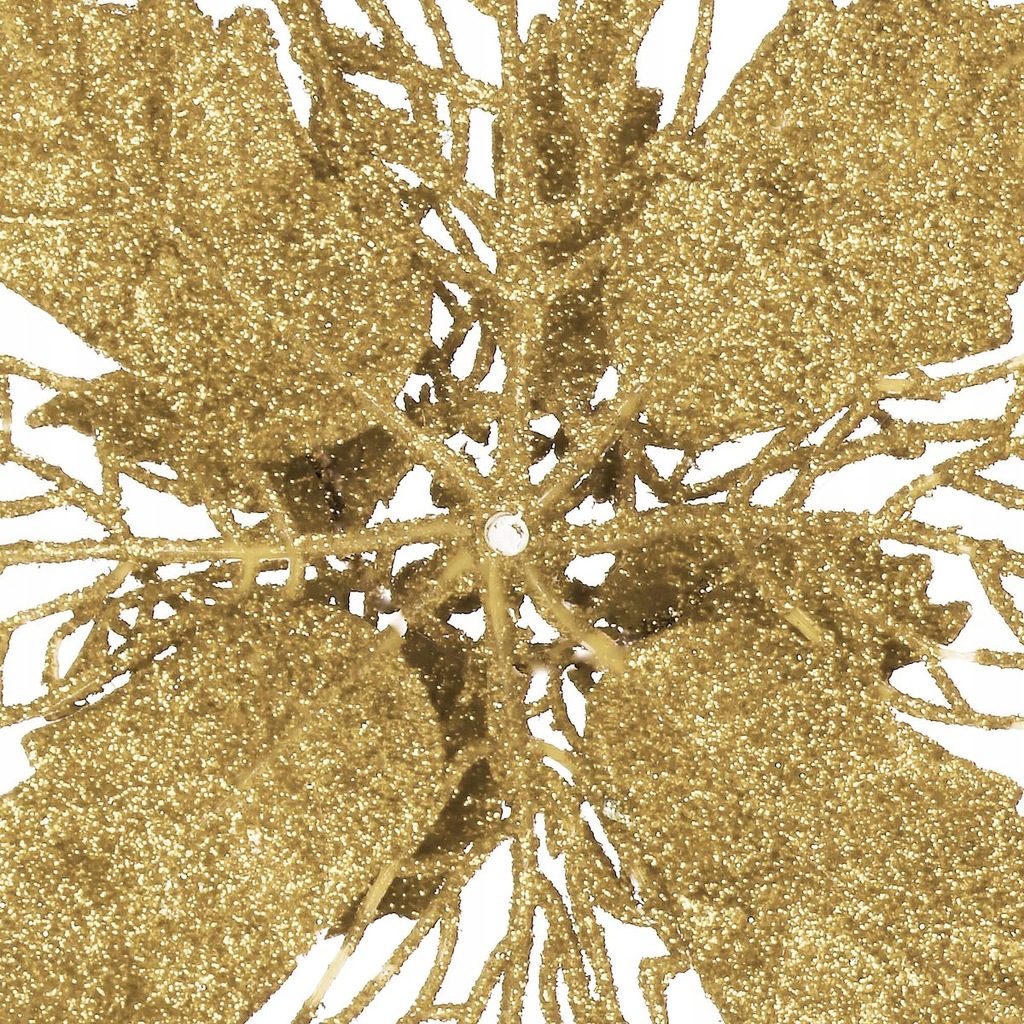 Set 10 ornamente pentru bradul de Craciun, stea Poinsettia, 16cm, galben auriu [5]