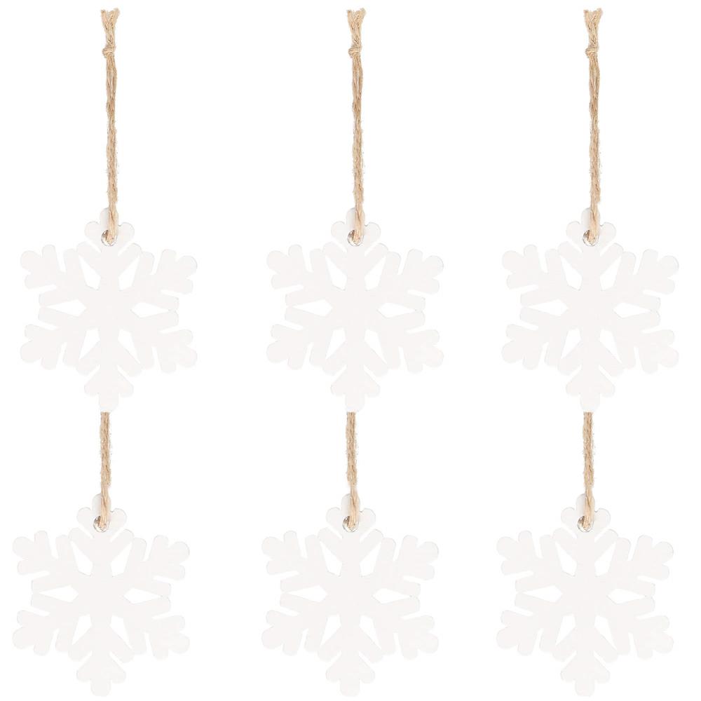 Decoratiune brad fulg de zapada din lemn, set 6 bucati, 4cm, alb [5]