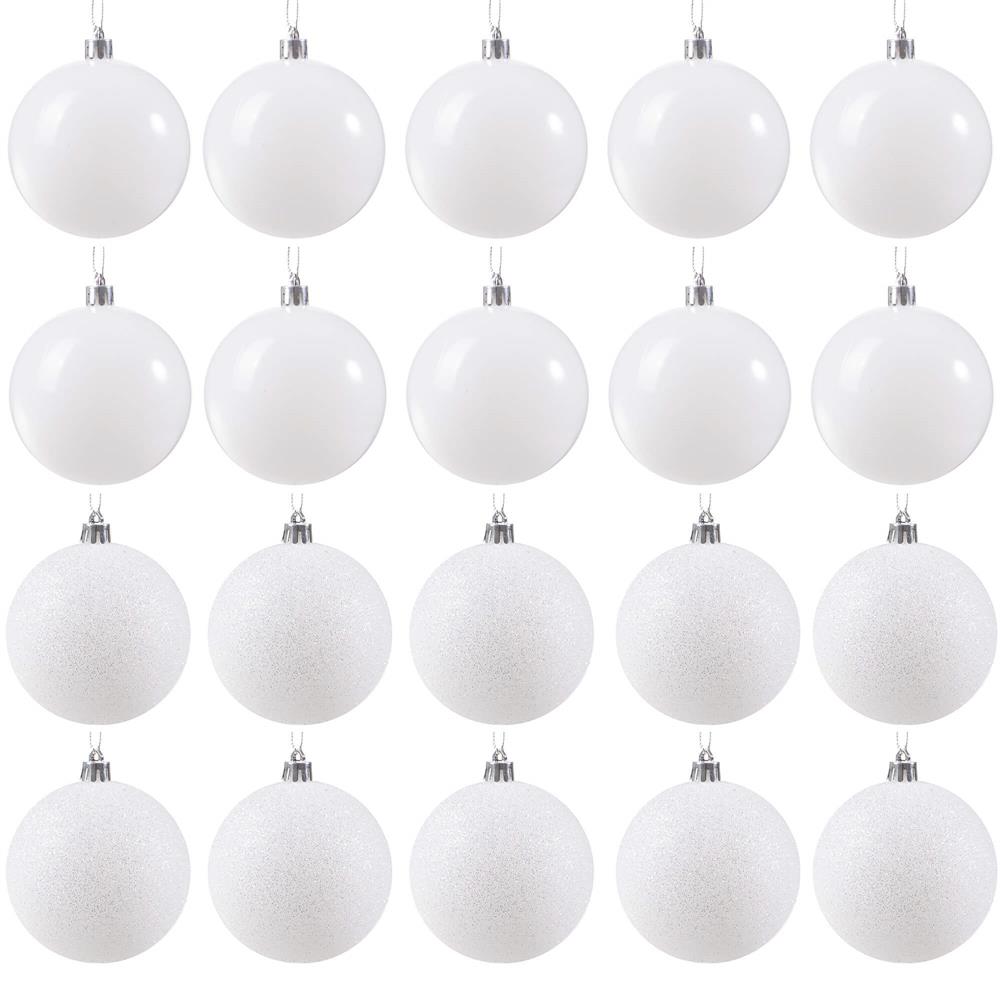 Set globuri de Craciun, 20 bucati, 8cm, alb perlat [5]