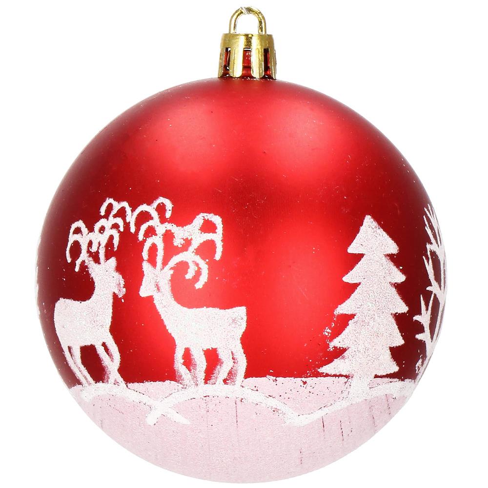 Set globuri de Craciun, 16 bucati, 8cm, 8 modele, rosu alb [5]