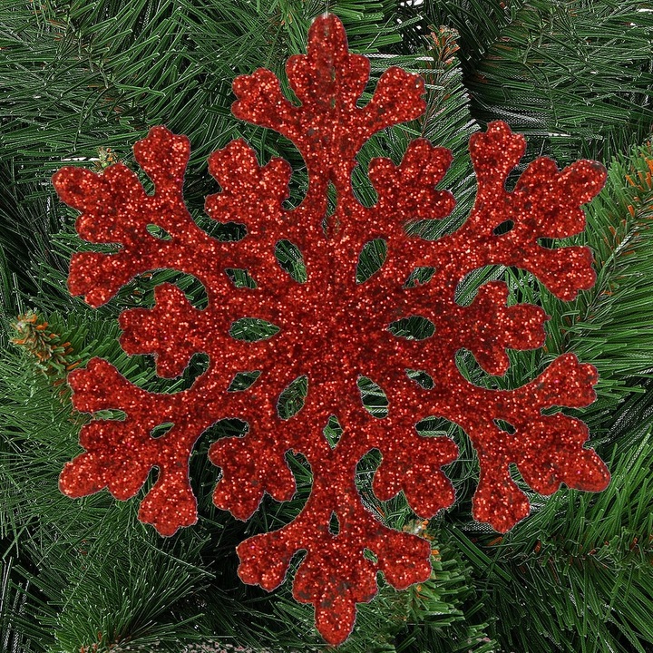 Decoratiune brad fulg de zapada, set 8 bucati, 8cm, rosu [4]