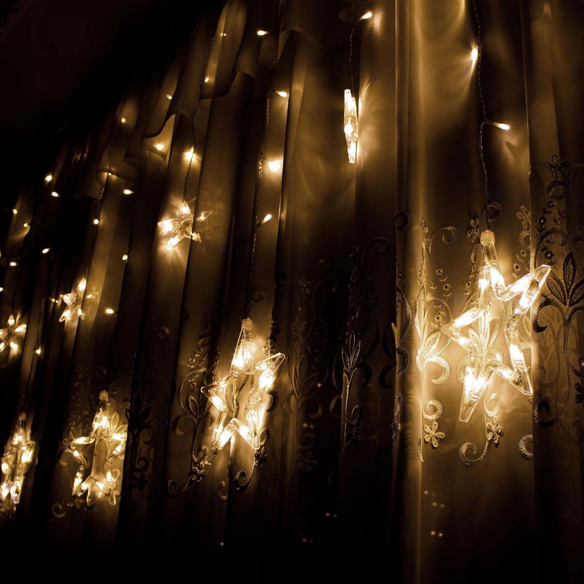 (DL) Instalatie lumina tip perdea cu 92 LED-uri, 2m, pentru interior/exterior, stelute iluminare alba [6]