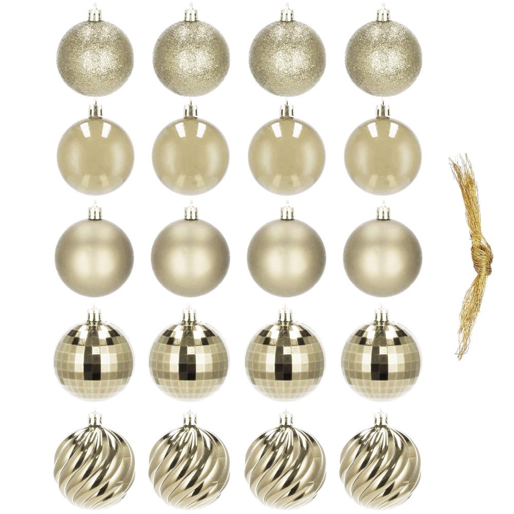 Set globuri de Craciun, 20 bucati, 5 modele, 6cm, auriu [5]