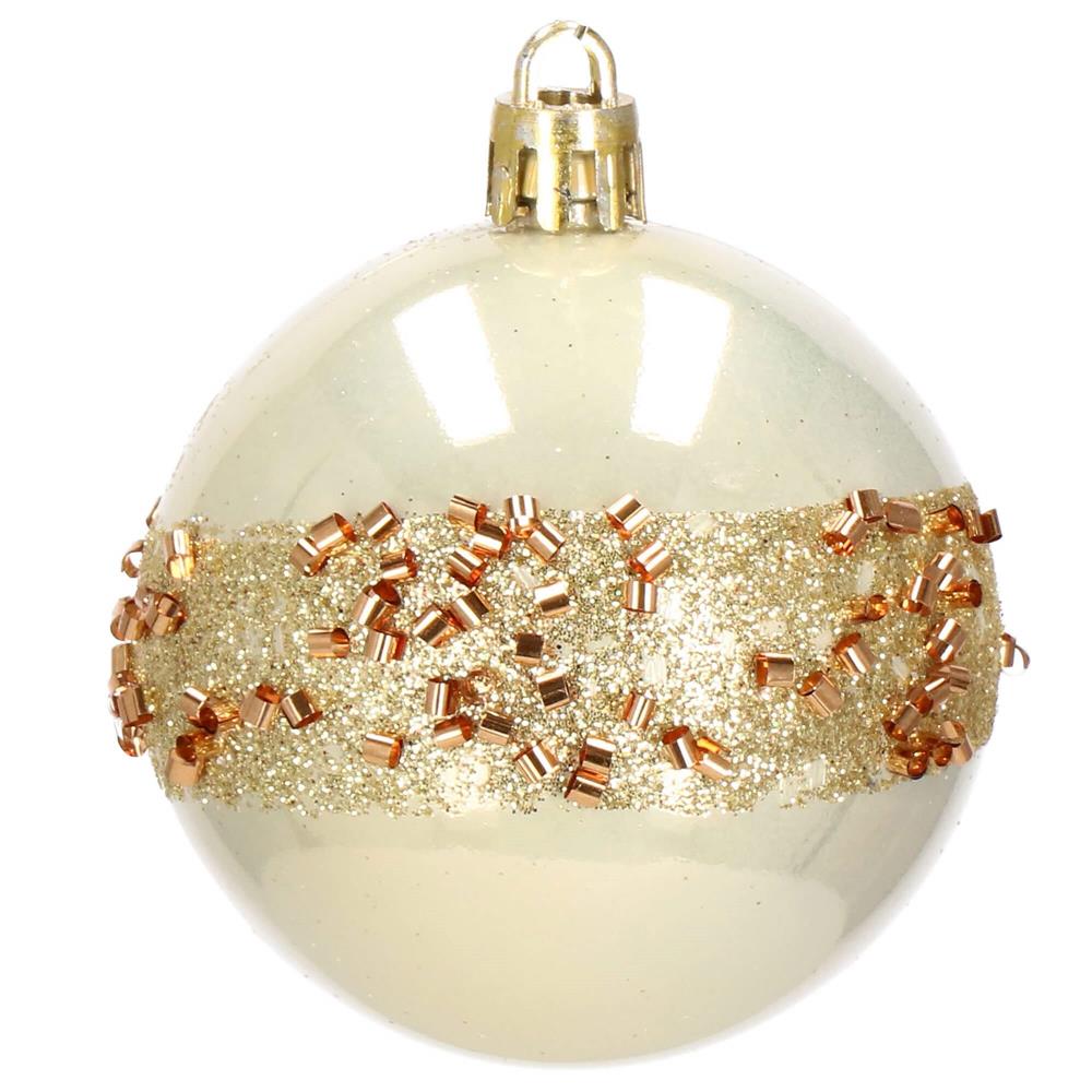 Set globuri de Craciun cu modele de sarbatori, 30 bucati, 6cm, roz si auriu [6]