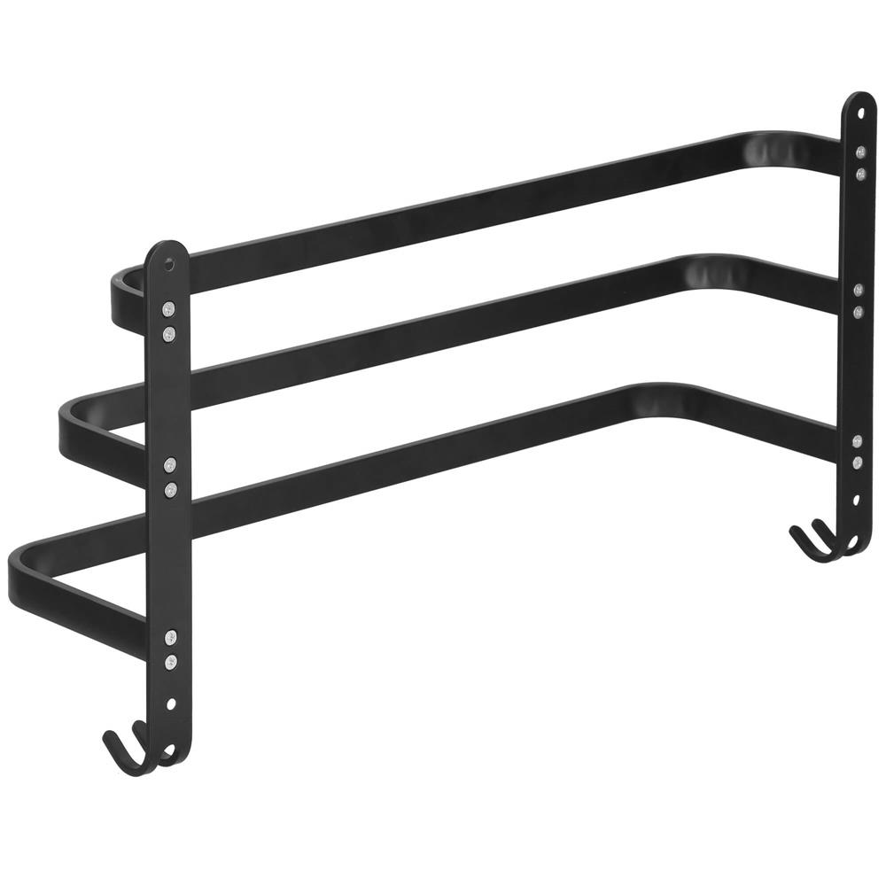 Suport prosoape pentru baie cu 2 sisteme de instalare, 3 brate, din aluminiu, 49x25cm, negru [5]