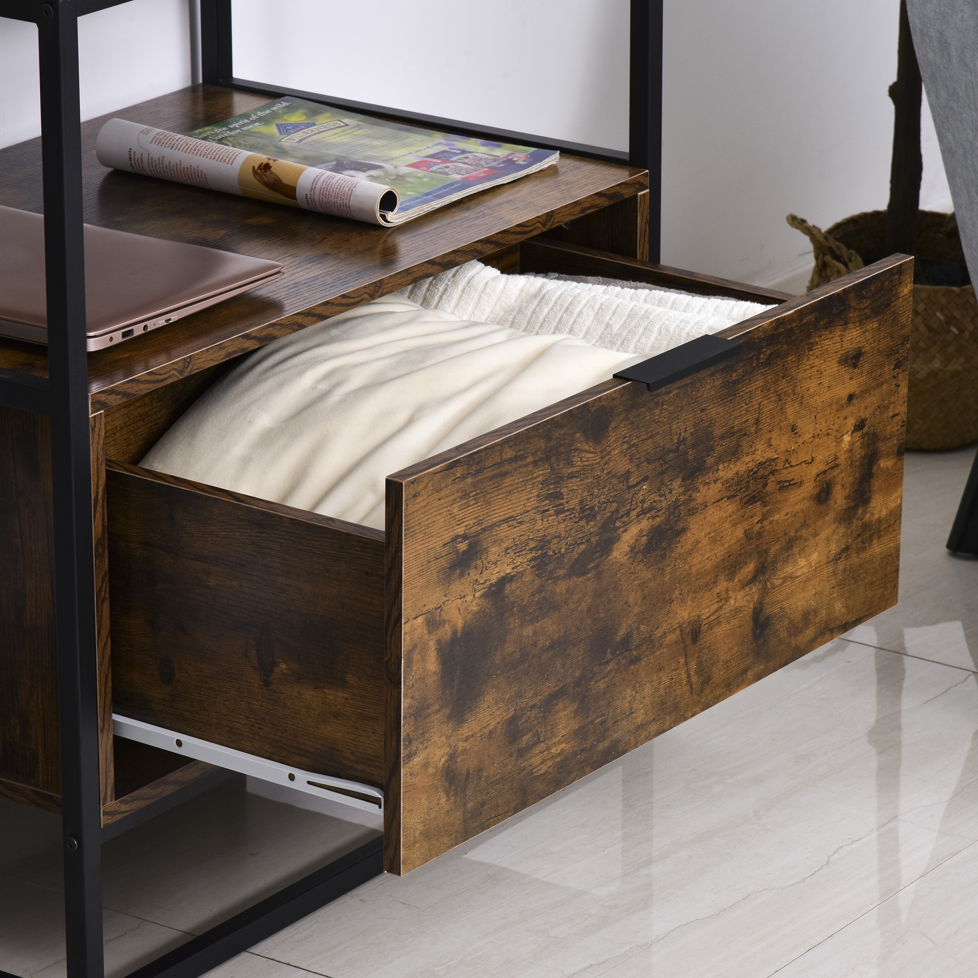  Masuta de Salon Moderna din Lemn Maro Inchis Cadru Negru [8]