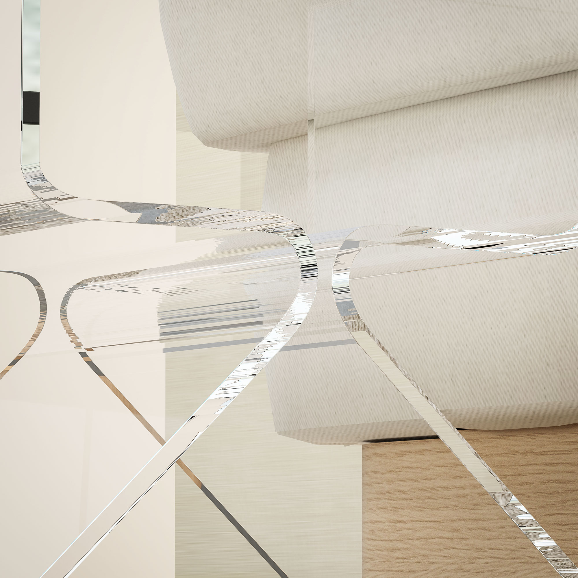  Masuta de Cafea Geometrica cu 2 Niveluri cu Picioare Triunghiulare din Acril, 40x30x45 cm, Transparenta [7]