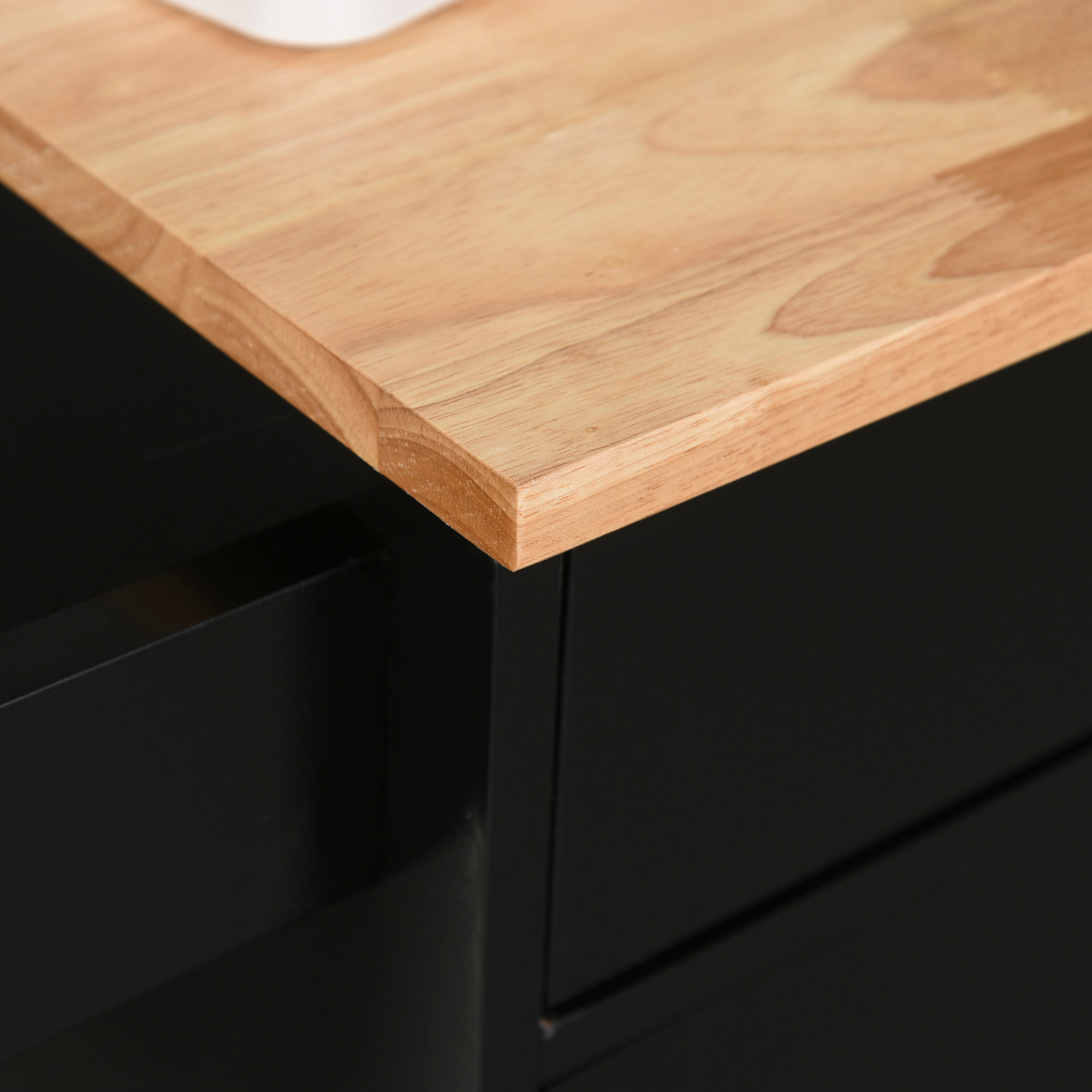  Dulap mobil de bucatarie cu sertar, dulap cu 2 usi, roti si bara laterala, 83x45x91.5cm, negru [7]