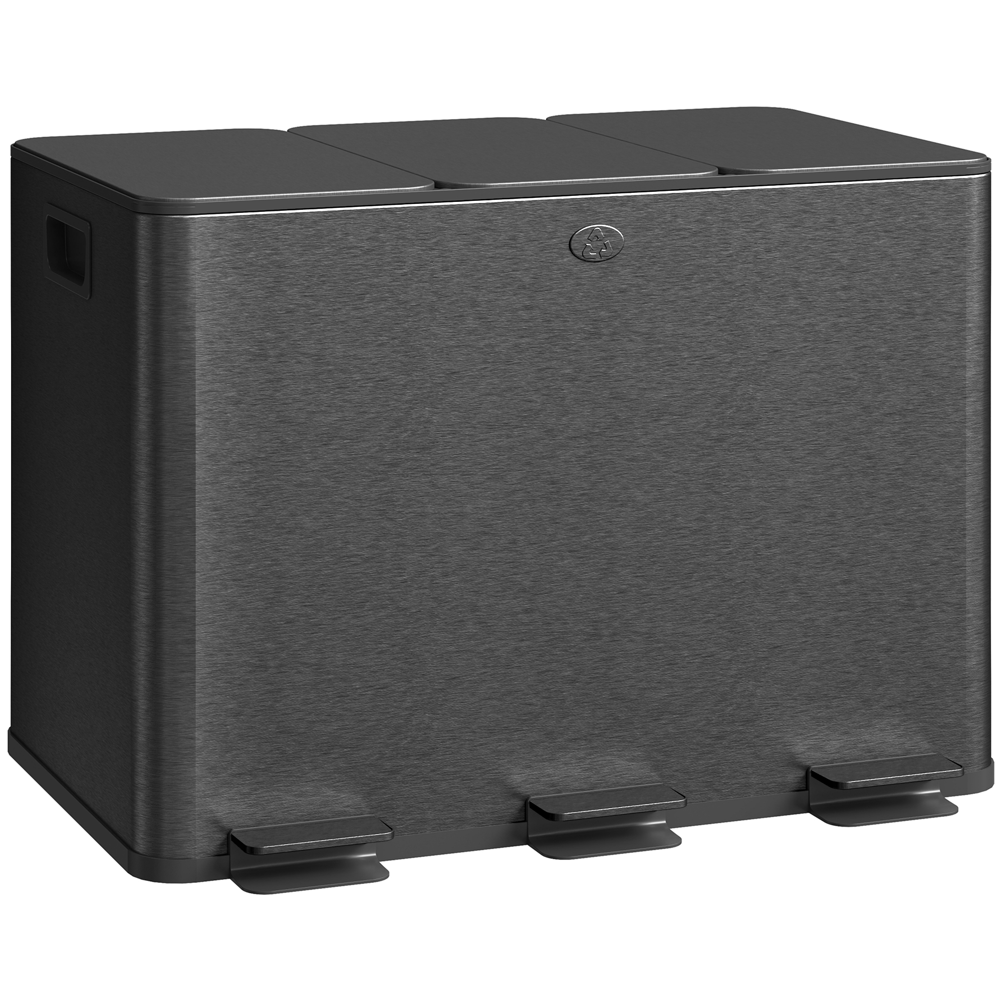 Bucatarie -  Cos de Gunoi cu 3 Sectiuni de 20L din Otel si PP Negru