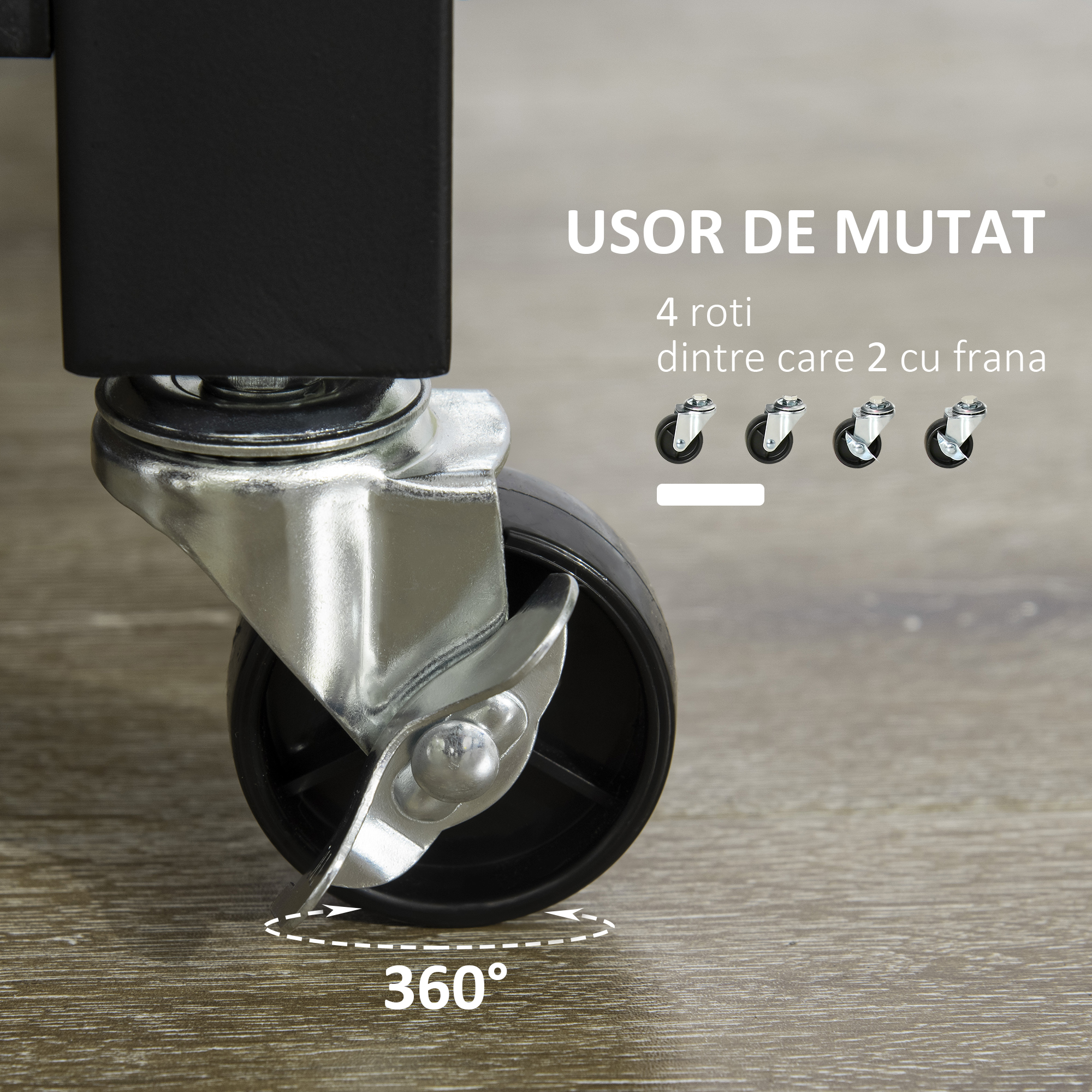  Carucior Bucatarie - Cu Sertar, Dulap si 4 Roti [4]