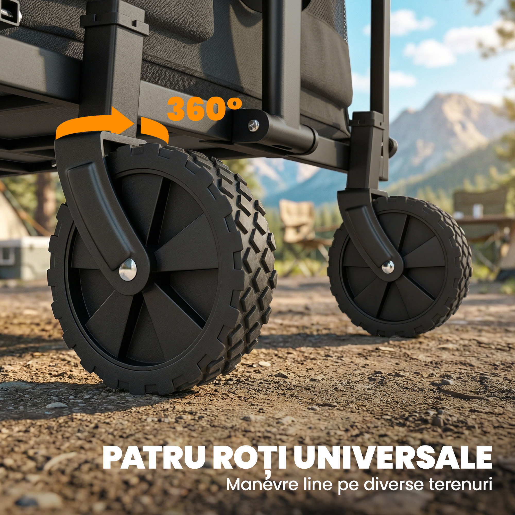  Carucior de Gradina 72L Pliabil cu Maner Reglabil, din Otel si Material Oxford, 114x46x92 cm, Negru [6]