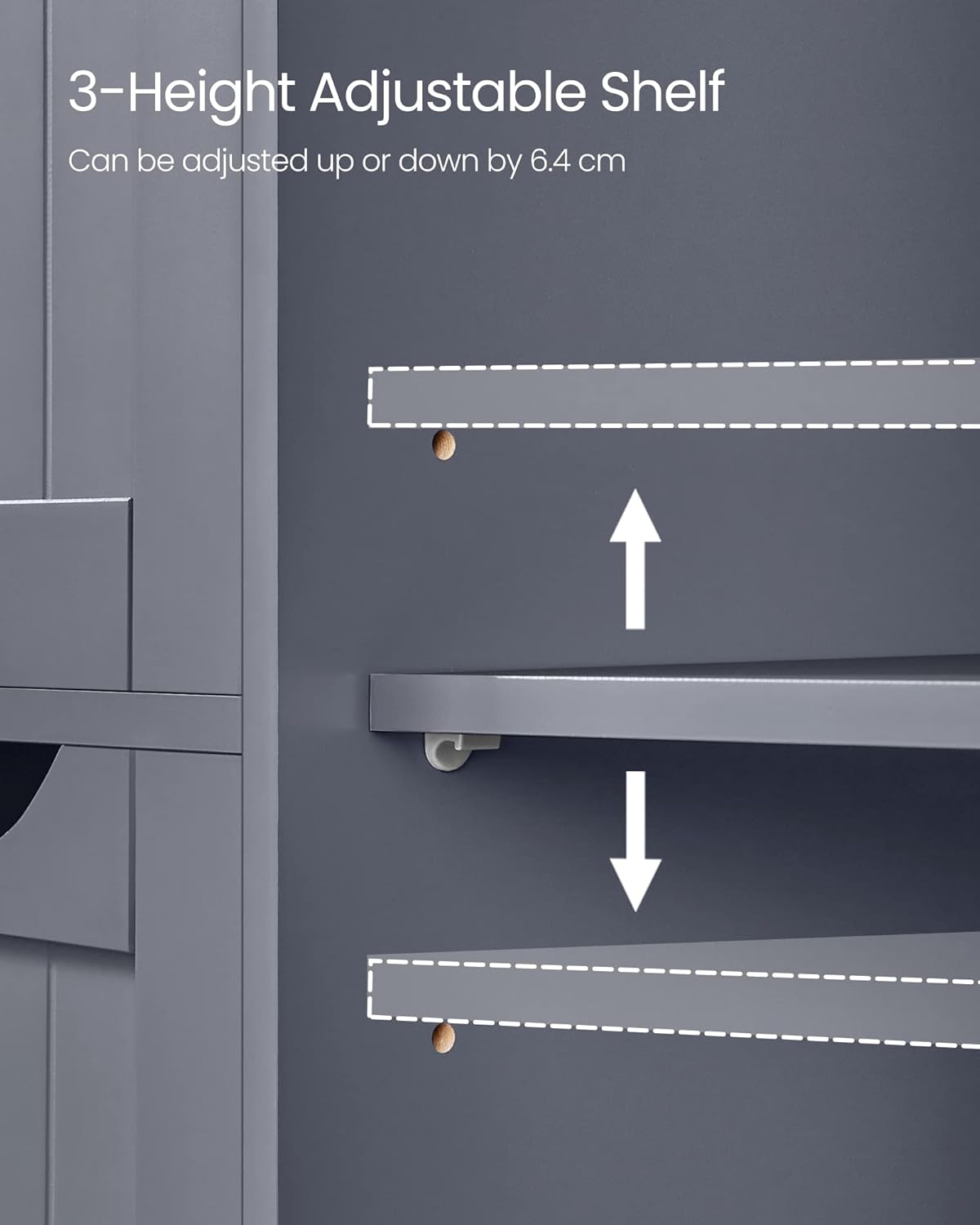 VASAGLE Dulap de baie, din MDF, cu 4 sertare, raft reglabil, 30x55x82 cm, gri [6]