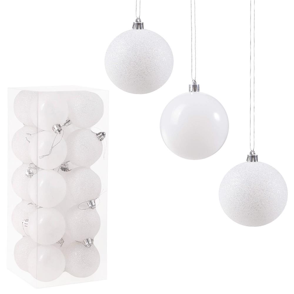 Set globuri de Craciun, 20 bucati, 8cm, alb perlat [6]