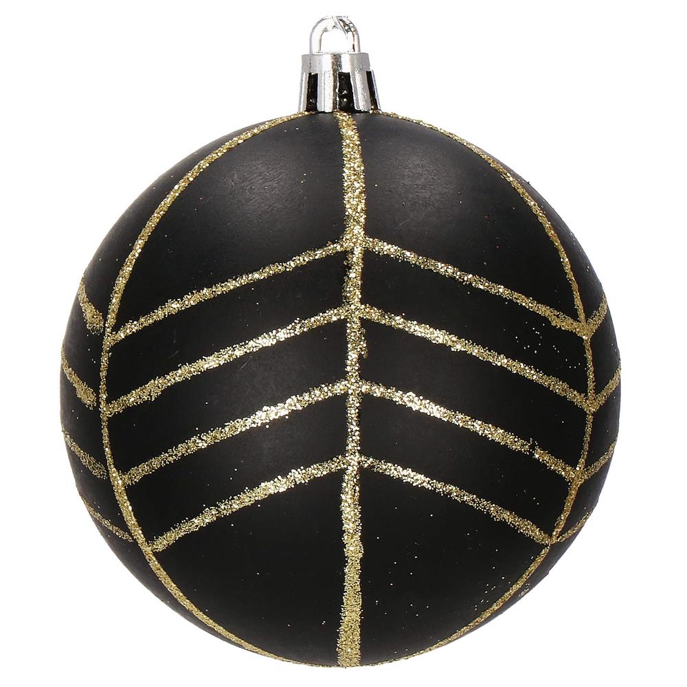Set globuri de Craciun, 16 bucati, 8cm, 6 modele, negru auriu [6]