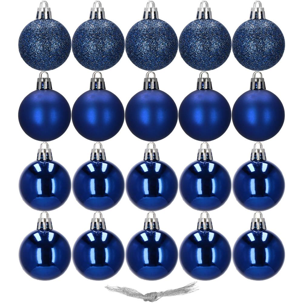 Set globuri de Craciun, 20 bucati, 3 modele, 4cm, albastru inchis [6]