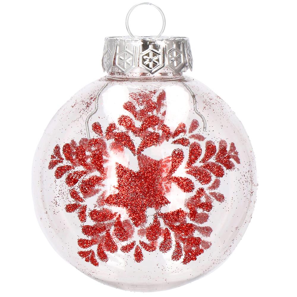 Set globuri de Craciun Inedit, 30 bucati, 7cm, transparente si rosu [6]