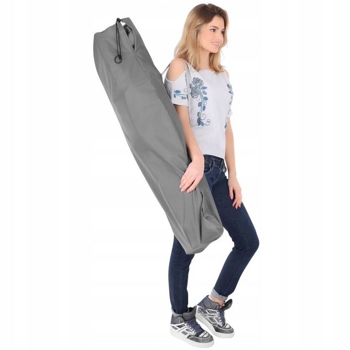 Pat pliant pentru camping, cu saltea si perna, structura metalica, 190x70x37cm, gri [7]