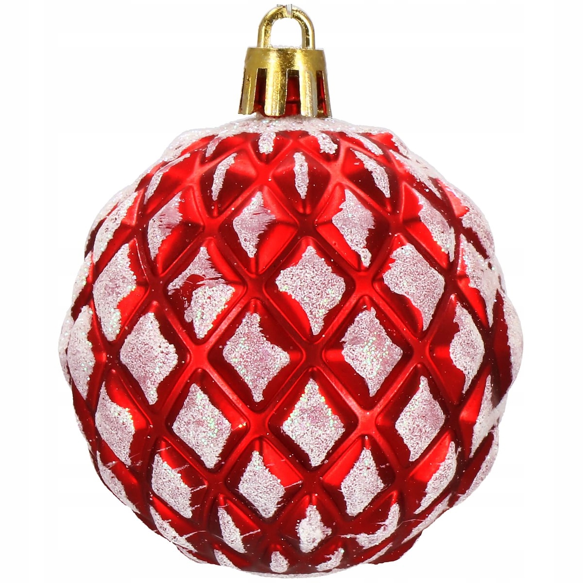 Set globuri de Craciun cu modele de sarbatori, 30 bucati, 6cm, alb rosu [7]