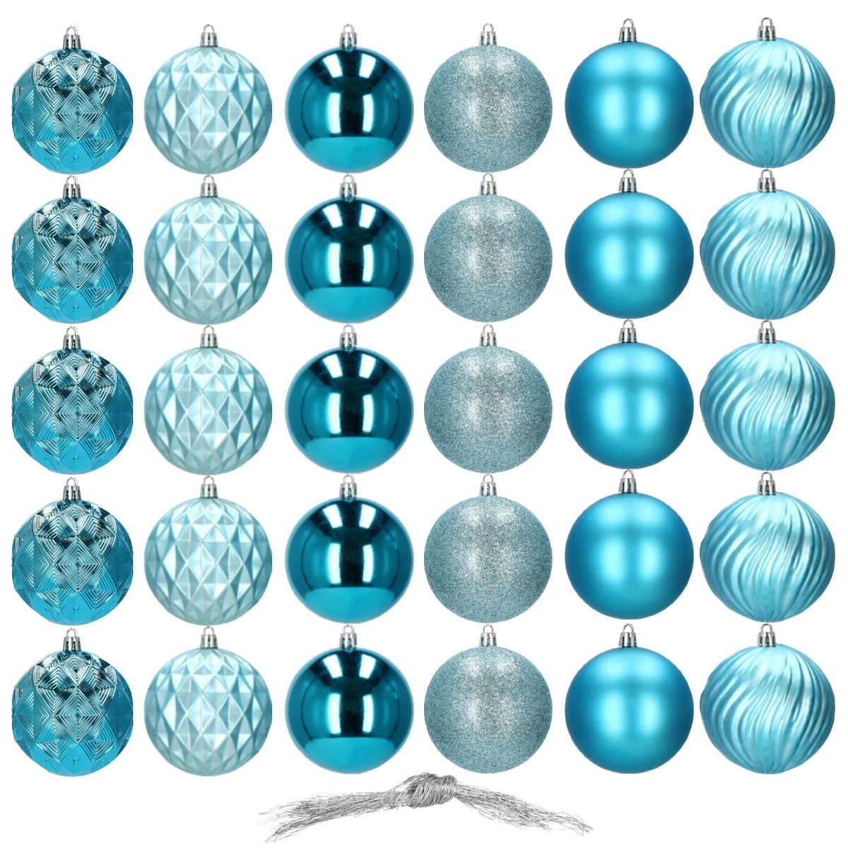 Set globuri de Craciun, 30 bucati, 6 modele, 8cm, albastru [10]