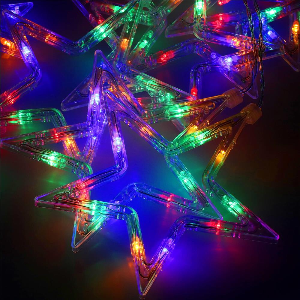 Ghirlanda luminoasa tip perdea cu stelute 138 LED-uri, 2m, pentru interior/exterior, iluminare multicolor [5]