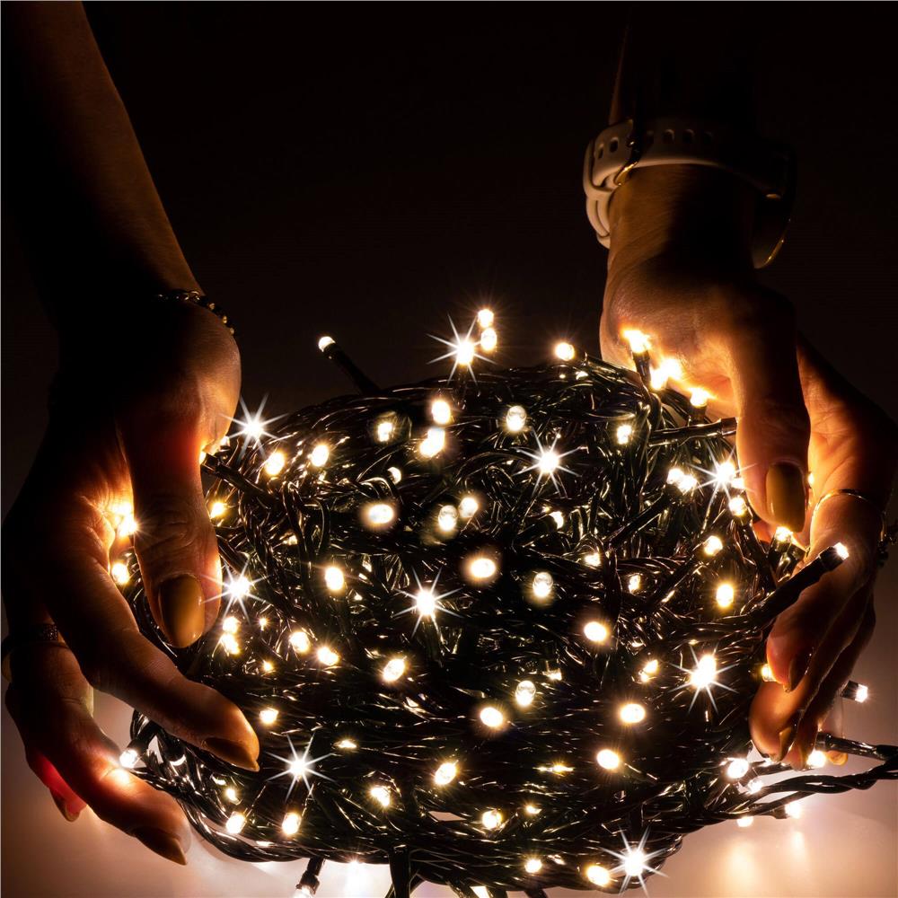 Ghirlanda luminoasa tip perdea Premium 500 LED-uri, 22,5m, 30Wati, interior/exterior, cu flash, alb cald (galben) [6]