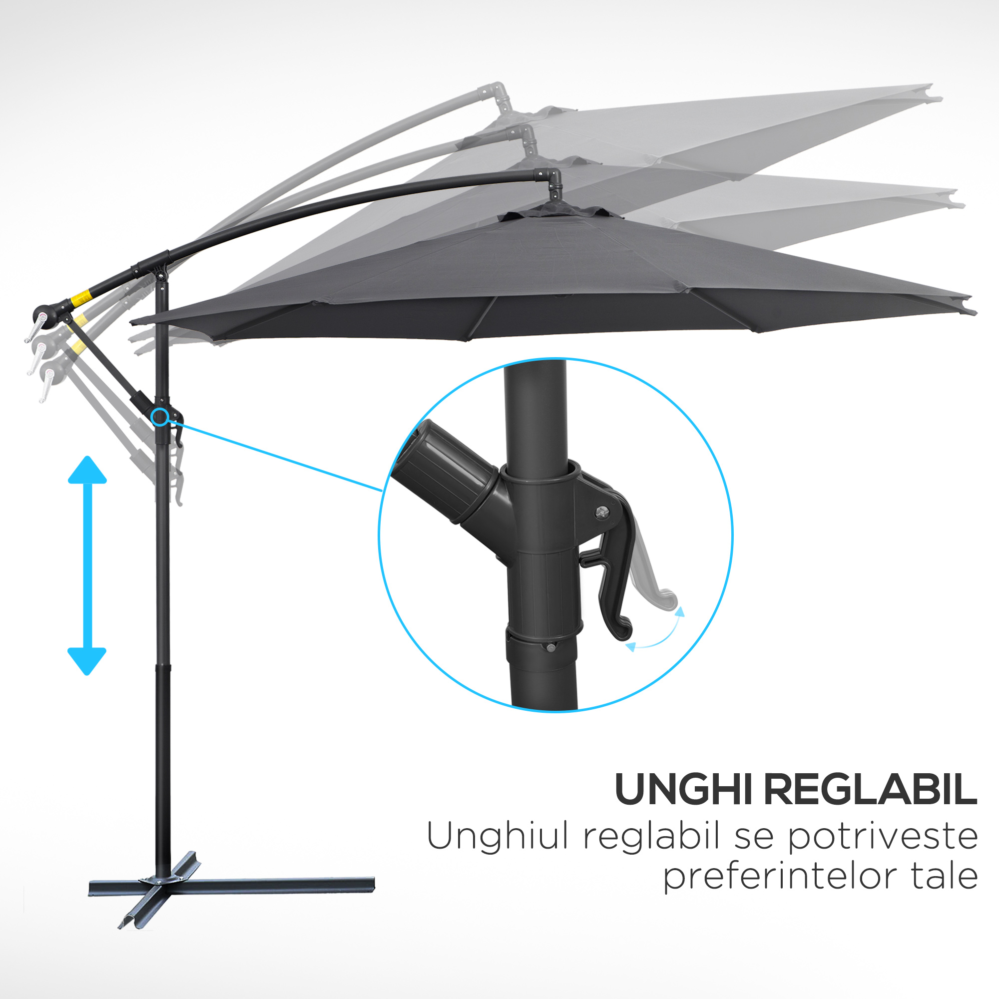  Umbrela pentru Gradina Brat Deluxe Inclinabila cu Manivela, Φ3m [4]