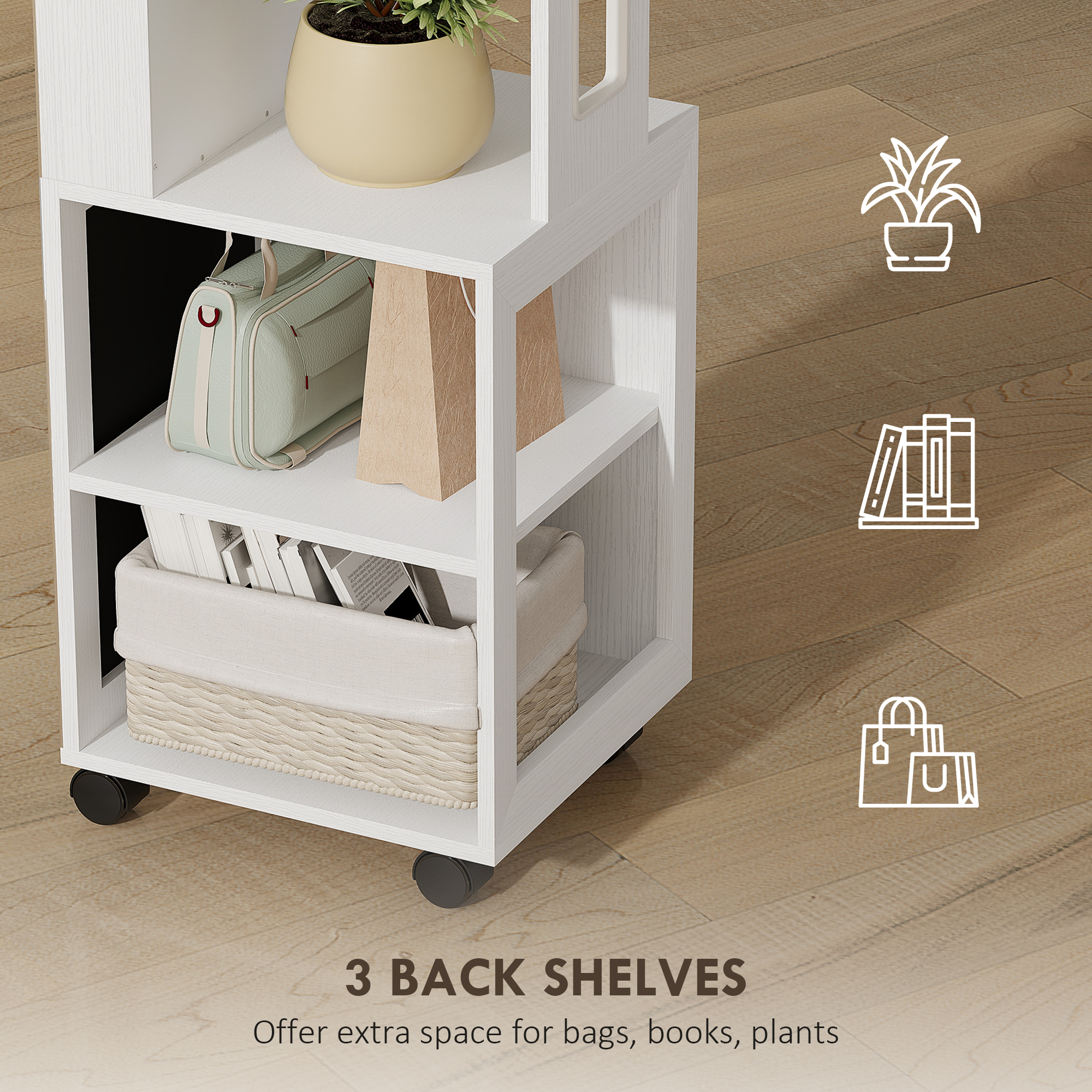  Dulap pentru Bijuterii cu Oglinda Rotativa 360°, Lumina LED Reglabila, incuietoare si Rafturi, 37x40x165,5 cm, Negru [6]