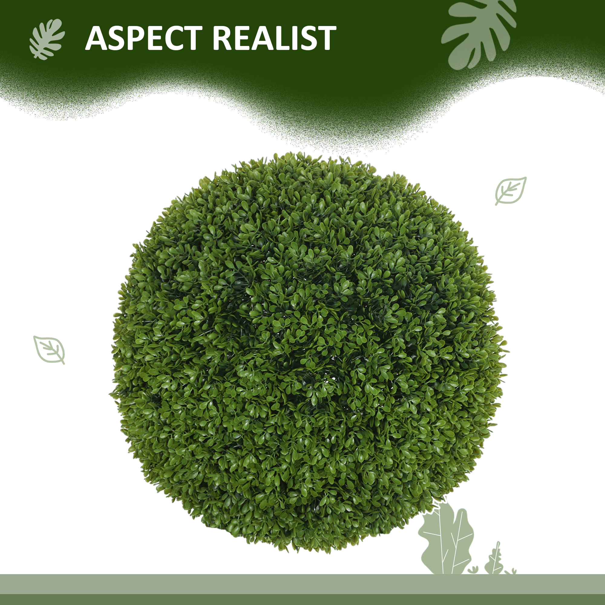  Set de 2 Plante Artificiale din Buxus in PE, Ø40 cm, pentru Interior si Exterior, Verde [3]