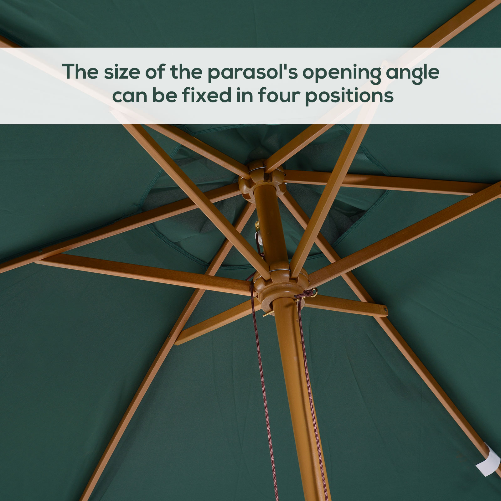  Umbrela din Lemn pentru Extern Gradina 2X3M Verde [4]