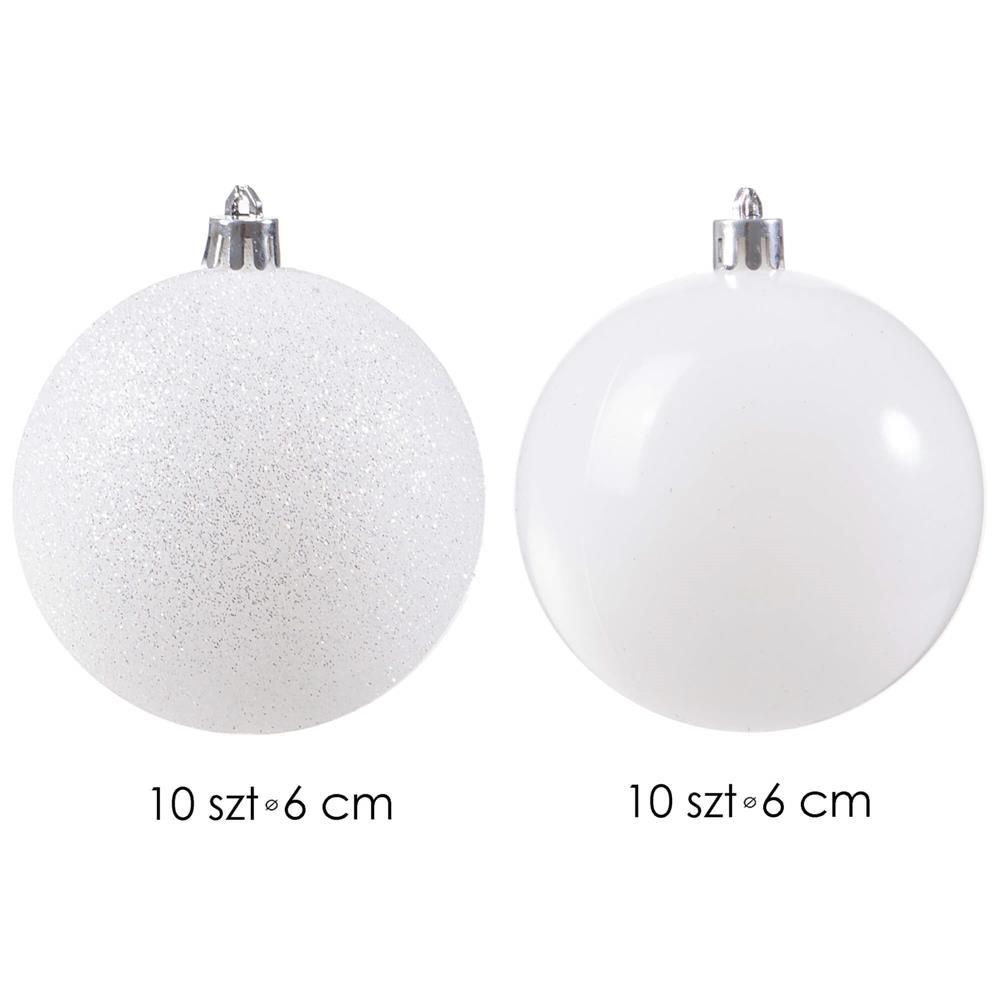 Set globuri de Craciun, 20 bucati, 6cm, alb perlat [7]