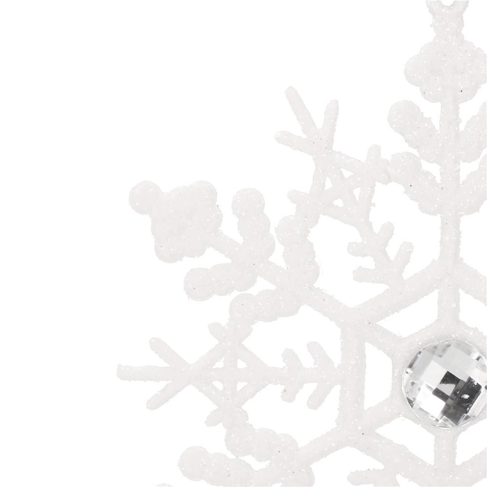 Decoratiune brad fulg de zapada cu cristal, set 2 bucati, 12cm, alb [6]