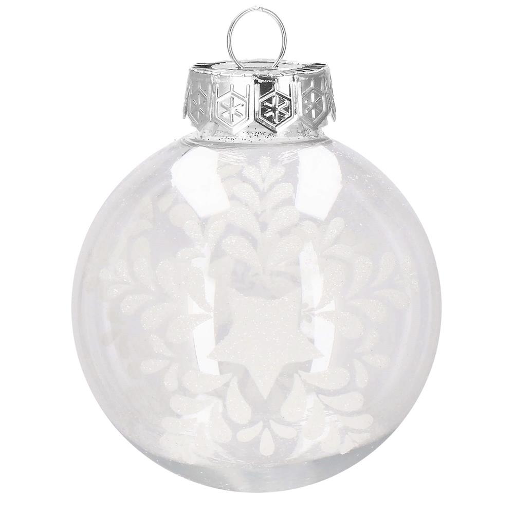 Set globuri de Craciun Inedit, 30 bucati, 7cm, transparente si alb [8]