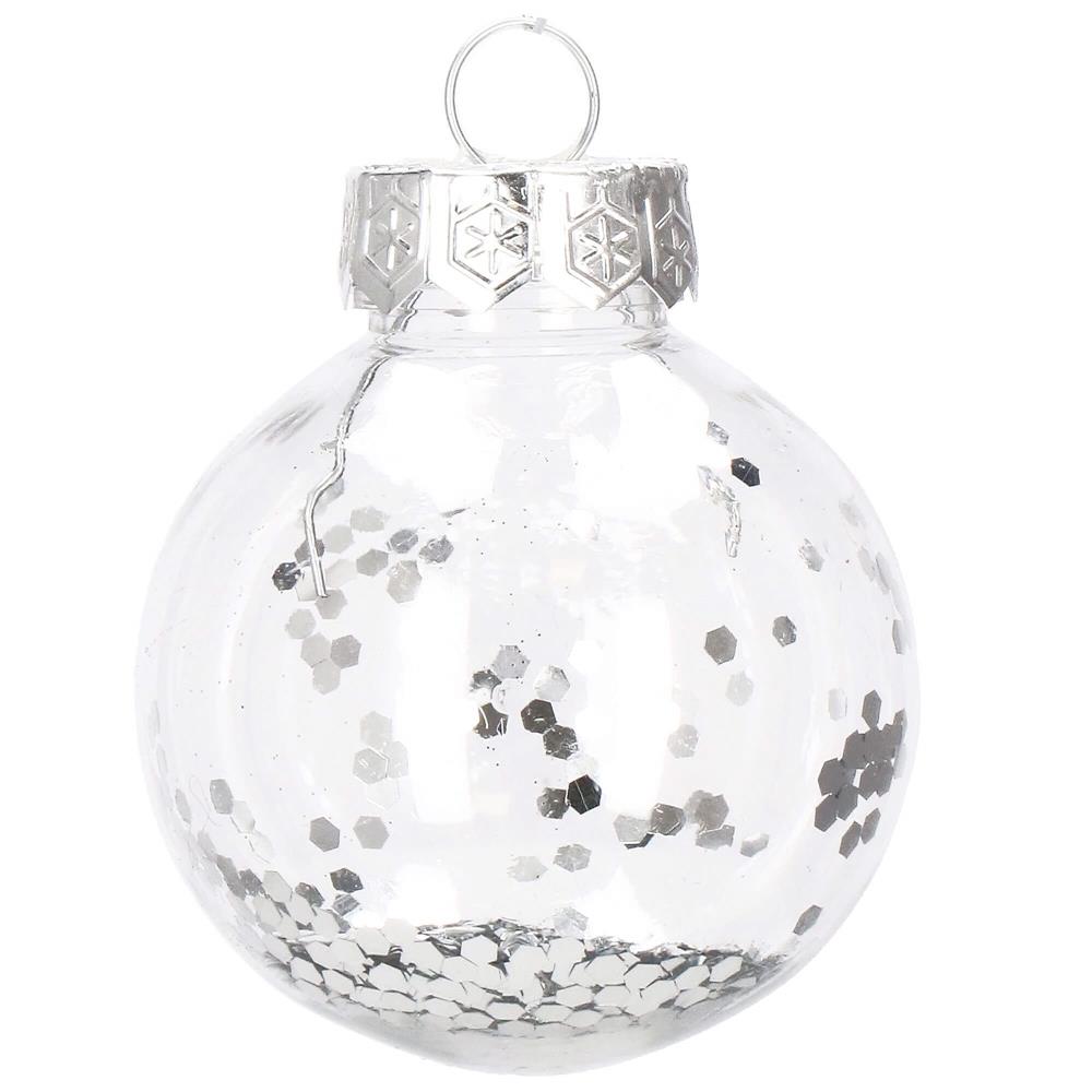 Set globuri de Craciun Inedit, 30 bucati, 6cm, transparente si argintiu [9]